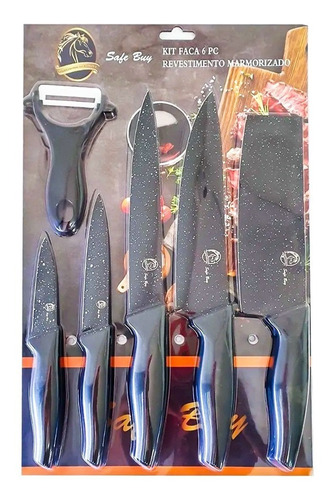 Imagem 4 de 5 de Jogo De Faca Safe Buy Descascador 6 Peça Cabo Emborrachado