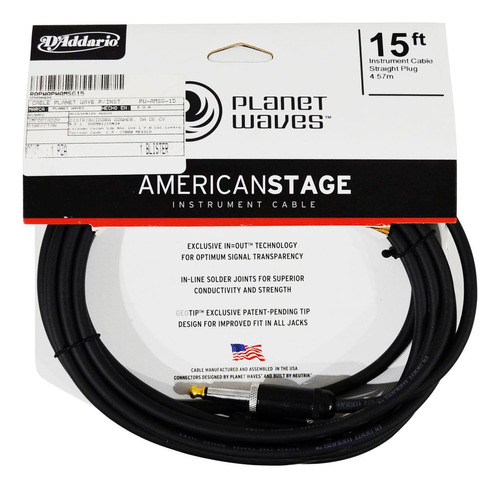 Planet Waves Pw-amsg-15 Cable Para Instrumento 4.57 Mts 