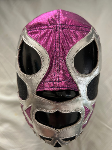 Máscara De Lucha Libre De Canek Luchada En Japón Autografo Negro, Morado Y Plata (Usado)