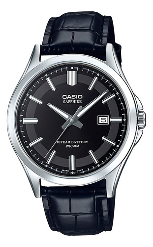Reloj Hombre Casio Mts-100l-1avdf Core Mens Color de la correa Negro Color del bisel Plateado Color del fondo Negro