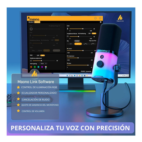 Micrófono Dinámico Maono Pd100 Usb/xlr Led Rgb Gamer