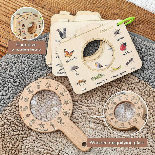 Juguete De Aprendizaje De Madera Para Niños Con Lupa, ,