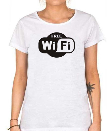 Remera De Mujer Frase Free Wifi Libre Conectarse