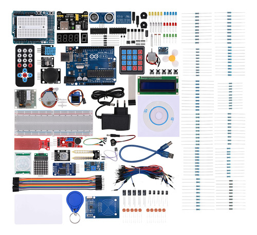 Completo Kit Compatible C/ Arduino Uno Con Español Tutorial