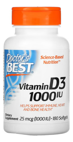 Vitamina D3 1000 Ui 180 Softgels - Doctors Best Importada