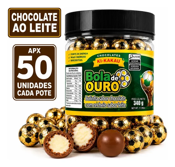 Bola De Ouro Chocolate Recheado Beijinho 340g Kikakau