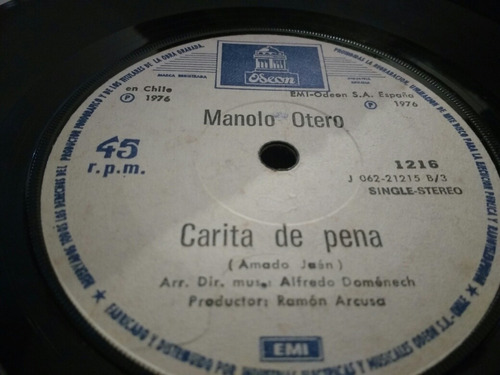 Vinilo Single De Manolo Otero Carita De Pena ( L L-26