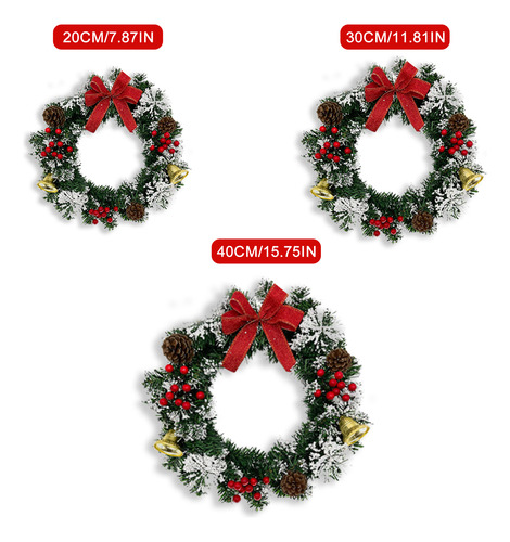 Corona De Navidad Artificial Para Puerta De Entrada, 16 PuLG