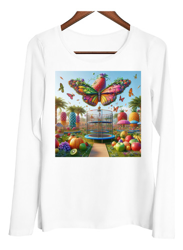 Remera Mujer Ml Gran Parque De Frutas Variadas