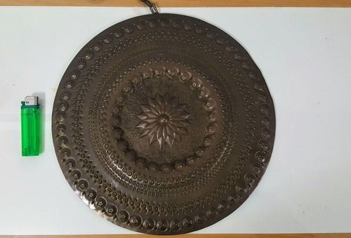 Antiguo Plato De Pared Bombe Bronce Labrado Tallado Deco