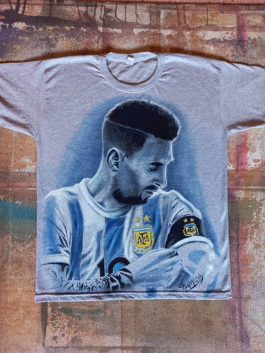 Remera De Lionel  Messi Pintada A Mano