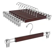 Comprar Perchas Pantalones Madera Maciza Nogal Clips 36cm 20pzas