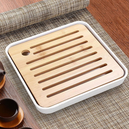 Mesa De Bandeja De Chá De Kung Fu De Bambu Que Serve Branco