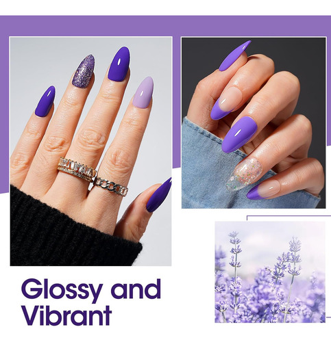 Gellen Kit De Esmalte De Uñas De Gel, 6 Colores Morados Con