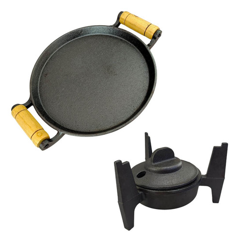 Chapa E Fogareiro De Ferro Fundido Bifeteira Bistequeira