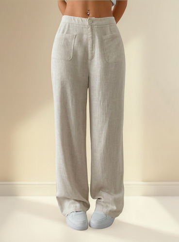 Algodón De Cintura Media Casual De Color Liso Para Mujer Y