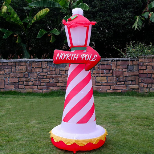 Inflable De Navidad Faro Del Polo Norte Rojo Para Patio