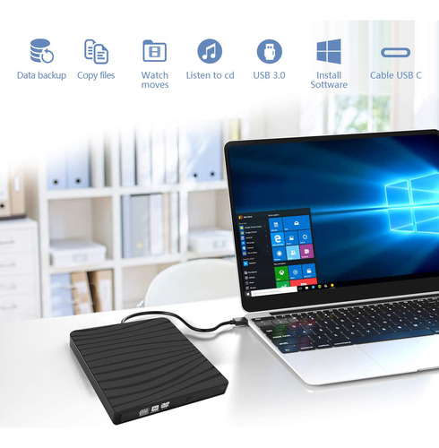 Yrrnae Unidad De Dvd Externa, Usb C/usb3.0 De Doble Puerto P