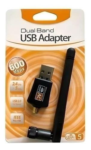 Adaptador Usb Wifi Receptor 600 Mbps Desmontable Pc Lapto 