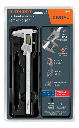 Calibre Digital 150mm + Estuche Pila + Pulgadas Milimetrica