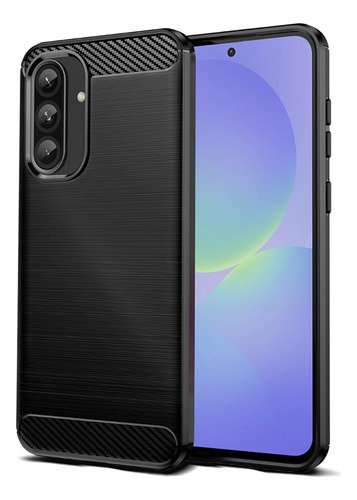 Funda Tpu Fibra De Carbono Compatible Con Samsung A36 Negro Textura Fibra De Carbono