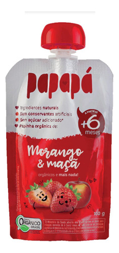 Papinha Orgânica Papapá Morango E Maçã 100g