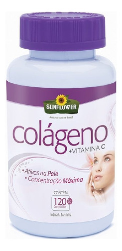 Colágeno Hidrolisado Com Vitamina C - 120 Comp Sunflower Sabor Sem Sabor