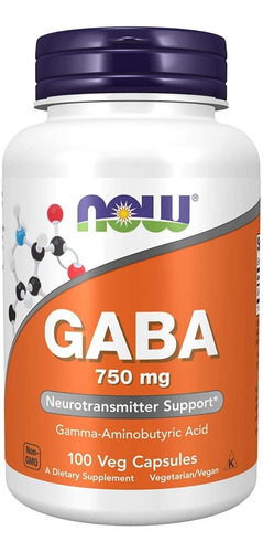 Ácido Gamma-aminobutírico (gaba) 750 Mg Now 100 Capsulas