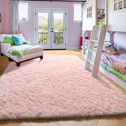 Pagisofe Alfombra De Felpa Esponjosa Rosa De 5 X 8, Alfombra