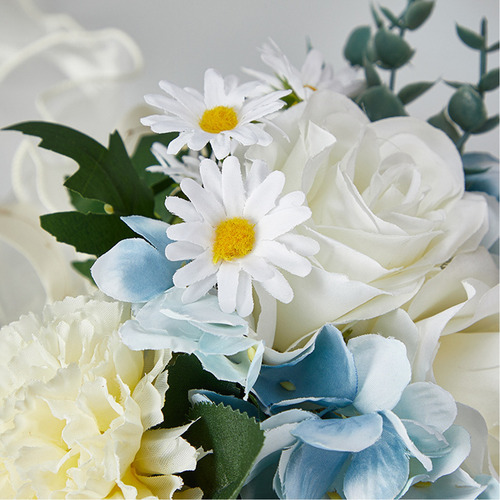 Azul Y Blanco Ramo De Mano Flores Artificiales Ramos De Boda