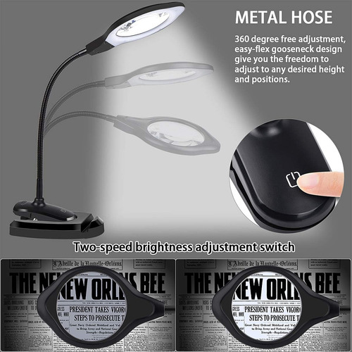 Lámpara De Lupa Con 2 Luces Usb, Soporte De Metal