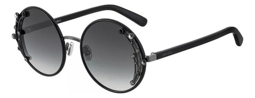 Anteojos De Sol Jimmy Choo Gema/s 8079o Unitalla, Diseño Redondos, Color Negro Con Marco De Acetato Color Negro, Lente Negra Degradado De Acero Inoxidable Degradado, Varilla Negra