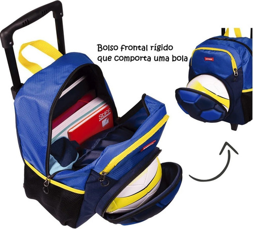 Mochila Infantil Rodinha Futebol Escolar Impermeável Sestini