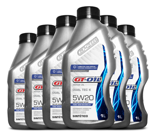 Kit 6 Óleo Motor Sae 5w20 Sp Gf-6a Wss-m2c960-a1 gt oil