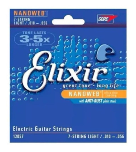 Encordado Guitarra Eléctrica Elixir 7 Cuerdas 0.10/0.56