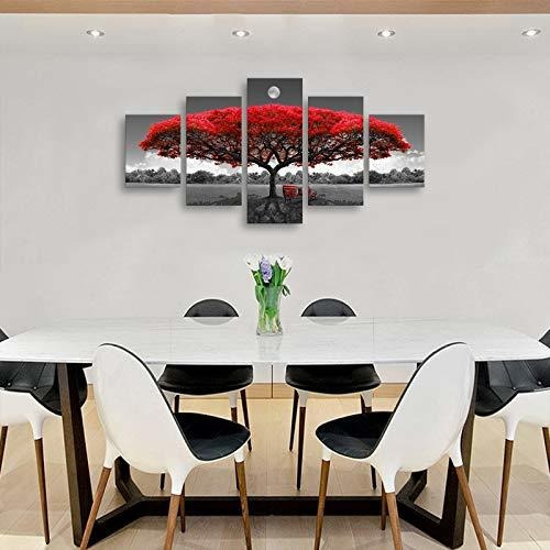 Imagen 2 de 7 de Lienzo Decorativo Para Pared, Diseño De Árbol Rojo, Con Lun