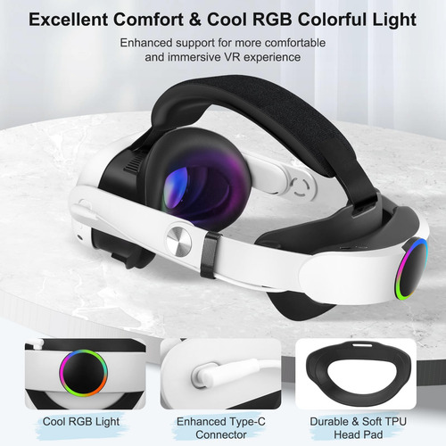 Alça De Cabeça Com Bateria De 10000mah Para Meta/oculus Ques