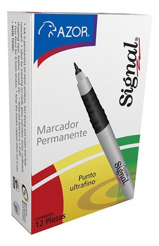 Marcador Permanente Azor Signal 37001 Ultrafino Negro C/12pz