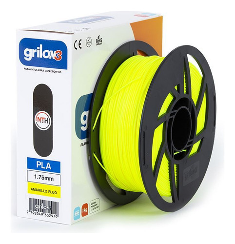Grilon3 PLA filamento 3d de 1.75mm y 1kg amarillo flúor