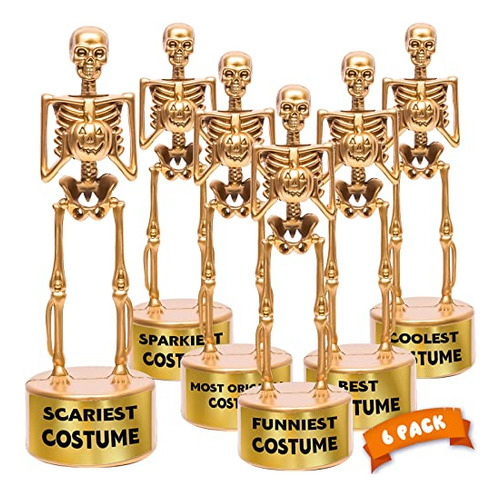 6 Pack Halloween Best Costume Skeleton Trophy, 4g9kb