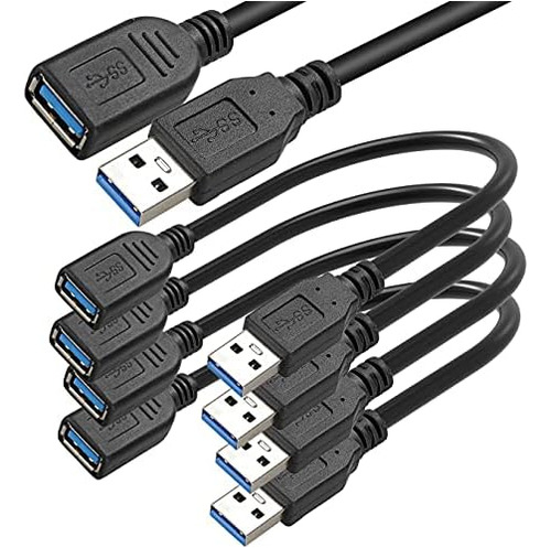 Saitech It Paquete De 4 Cables De Extensión Usb 3.0 Cortos D