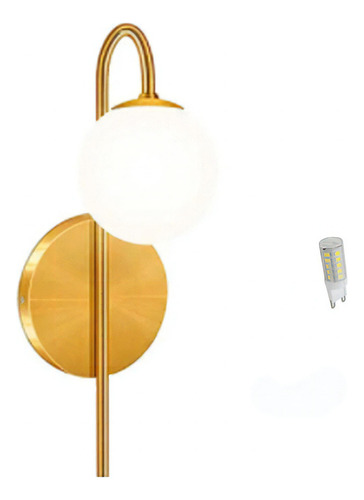 Arandela De Parede Dourada Globo Branco Dhora Ace67 + Led 4w Cor Dourado 110V/220V