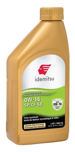 Idemitsu Aceite Motor Híbrido 0w16 100% Sintético; .946 Lt