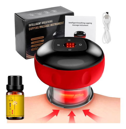 Masajeador Eléctrico Ventosa Sopapa China Usb + Aceite Negro