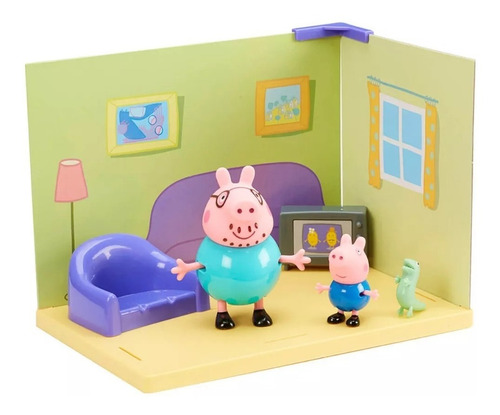 Peppa Pig Set Ambientes Habitaciones Casa + 2 Figuras 06702 