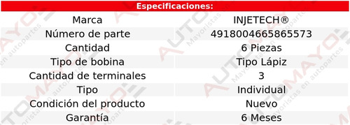 Kit 6 Bobinas Injetech Maxima V6 3.5l Nissan 2009-2019