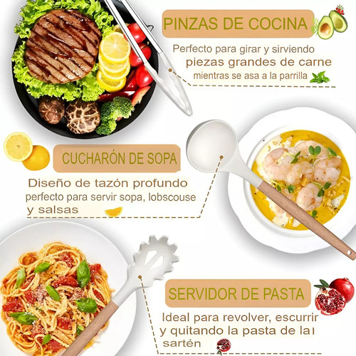Set De Utensilios De Silicona, Cucharones Espátula 13 Piezas