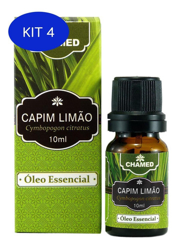 Kit 4 Óleo Essencial De Capim Limão Lemongrass 10ml Puro -