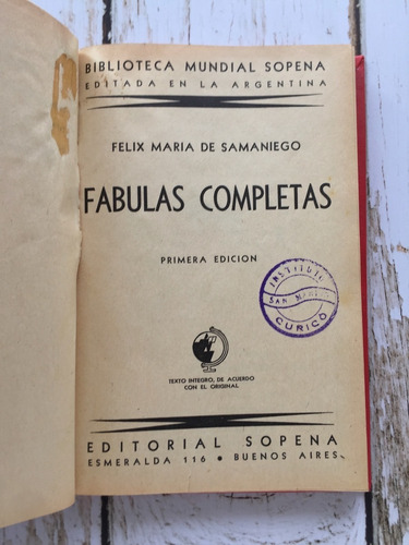 Fabulas Completas / Felix María De Samaniego (1ed. 1939)