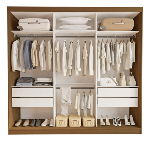 Closet Casal Sem Portas 4 Gavetas Paris Freijó Diwt